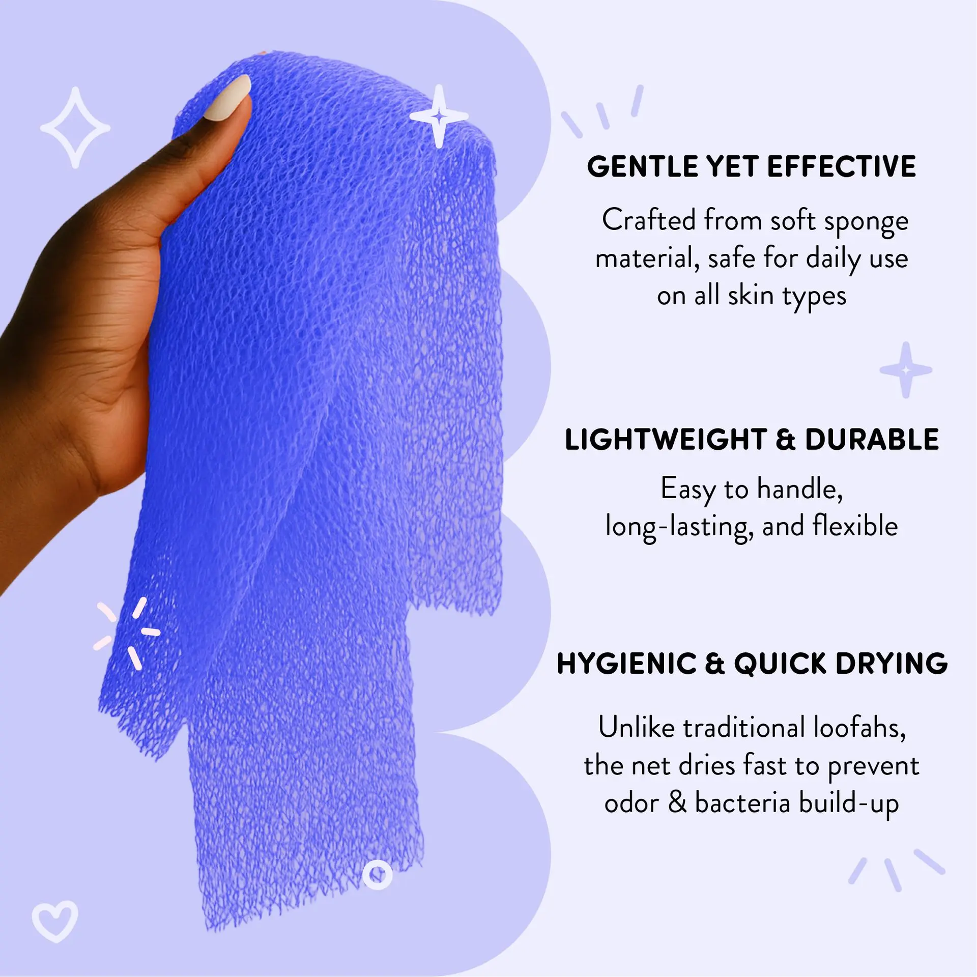 éclat African Bath Net Long Sponge – 1pc/ 3pcs Exfoliating Skin Smoother Shower Body Scrubber - Image 25