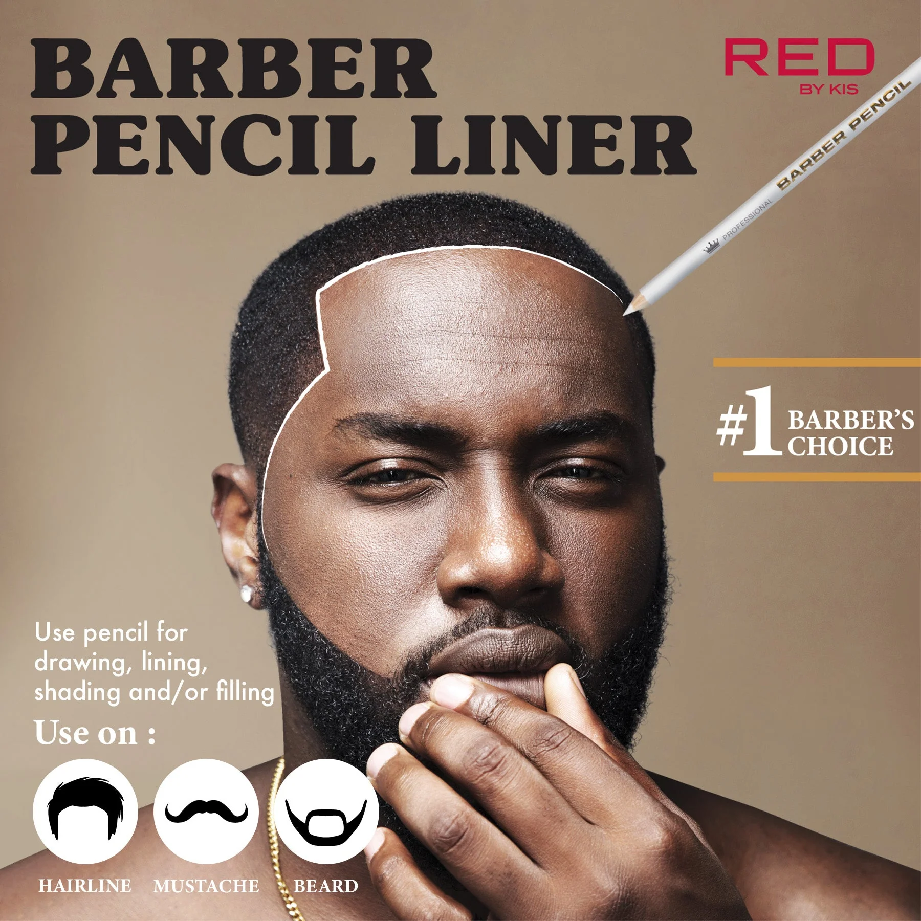 RED by KISS Barber Pencil Hairline Edge Liner Set With Built-In Sharpener - Image 12