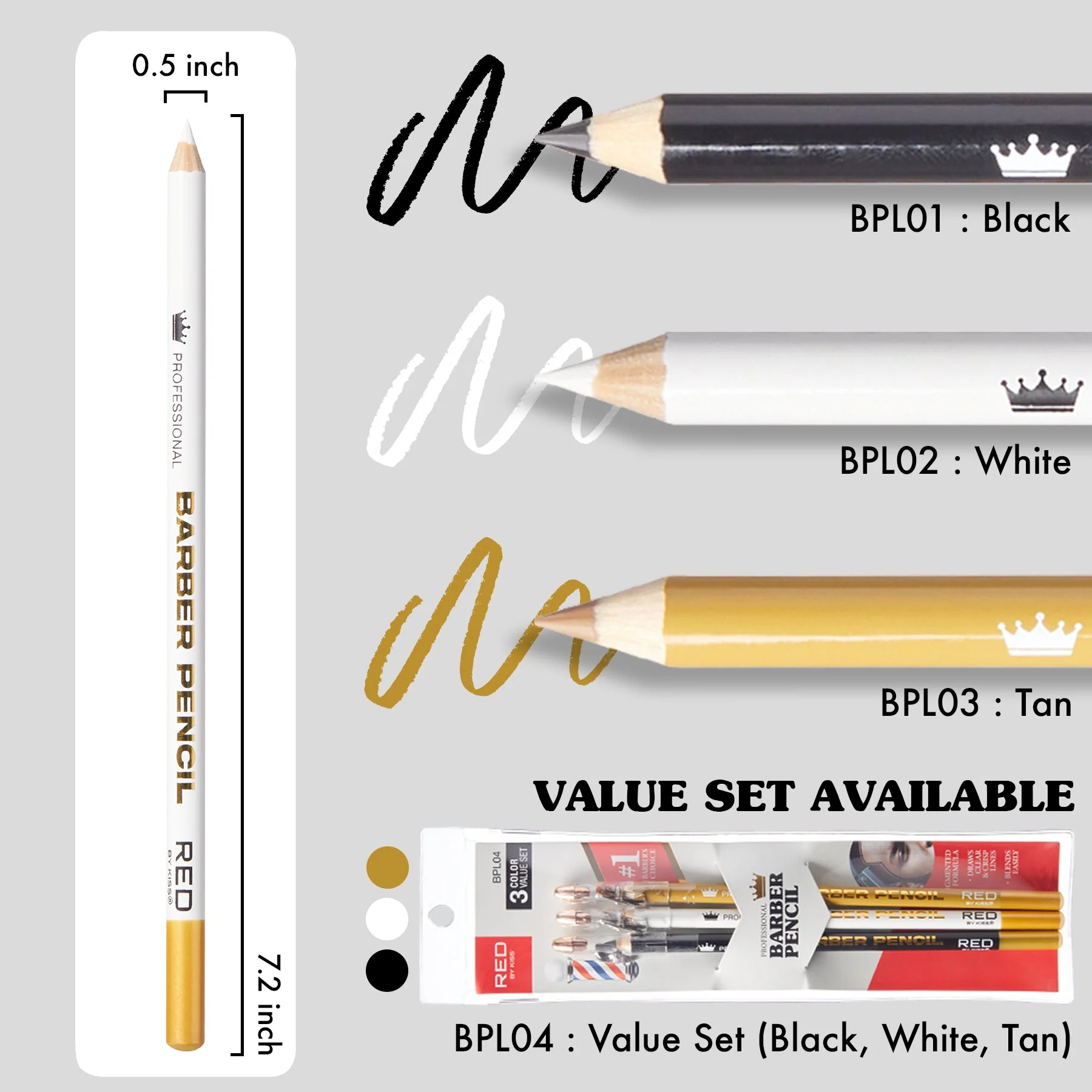 RED by KISS Barber Pencil Hairline Edge Liner Set With Built-In Sharpener - Image 9