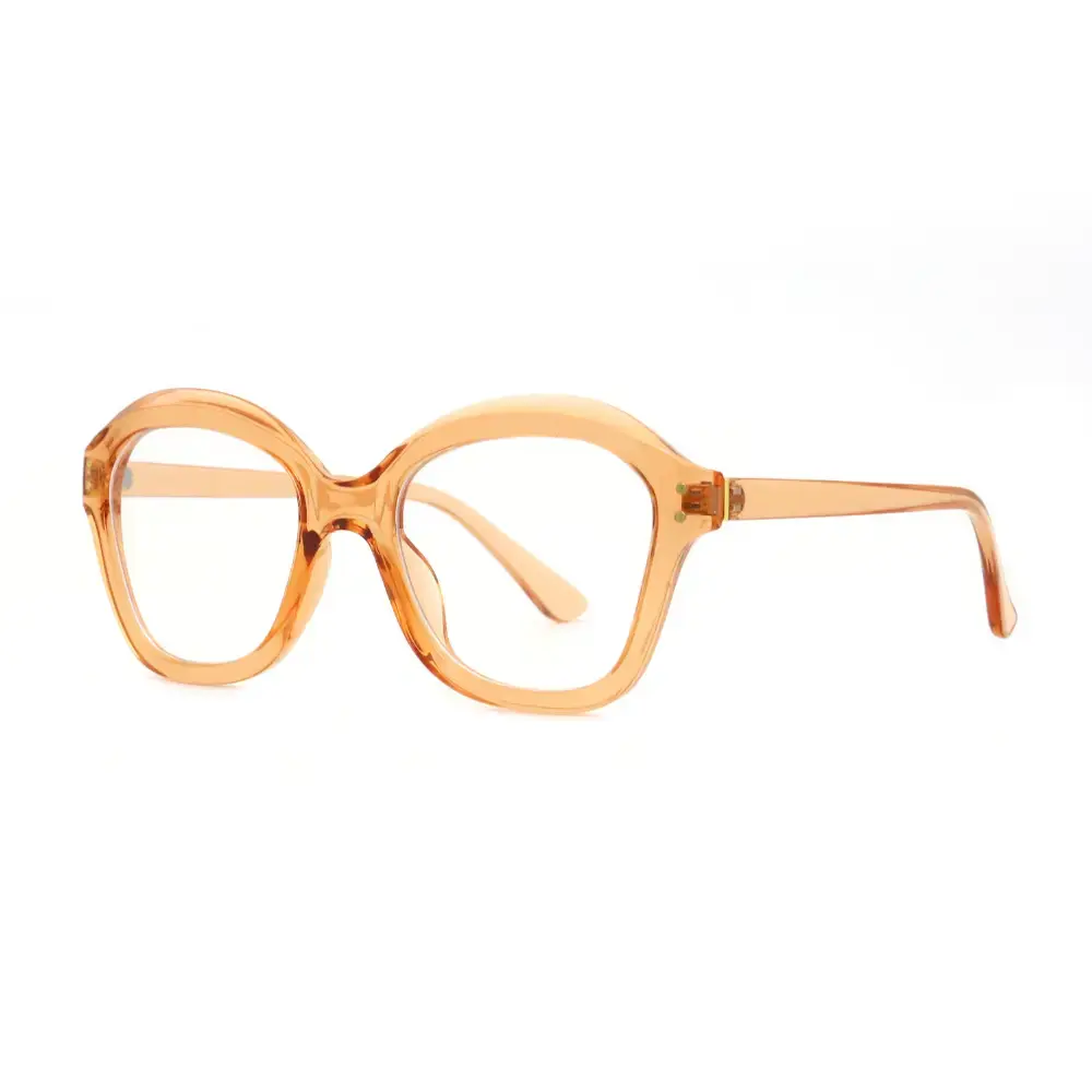 Mad Shade Bold Amber Round Frame with Clear Lens - Oversized Vintage Fashion Glasses #36 - Image 6