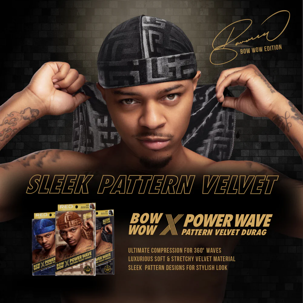 Red Premium BOW WOW X Power Wave Pattern Premium Velvet Durag - Image 26
