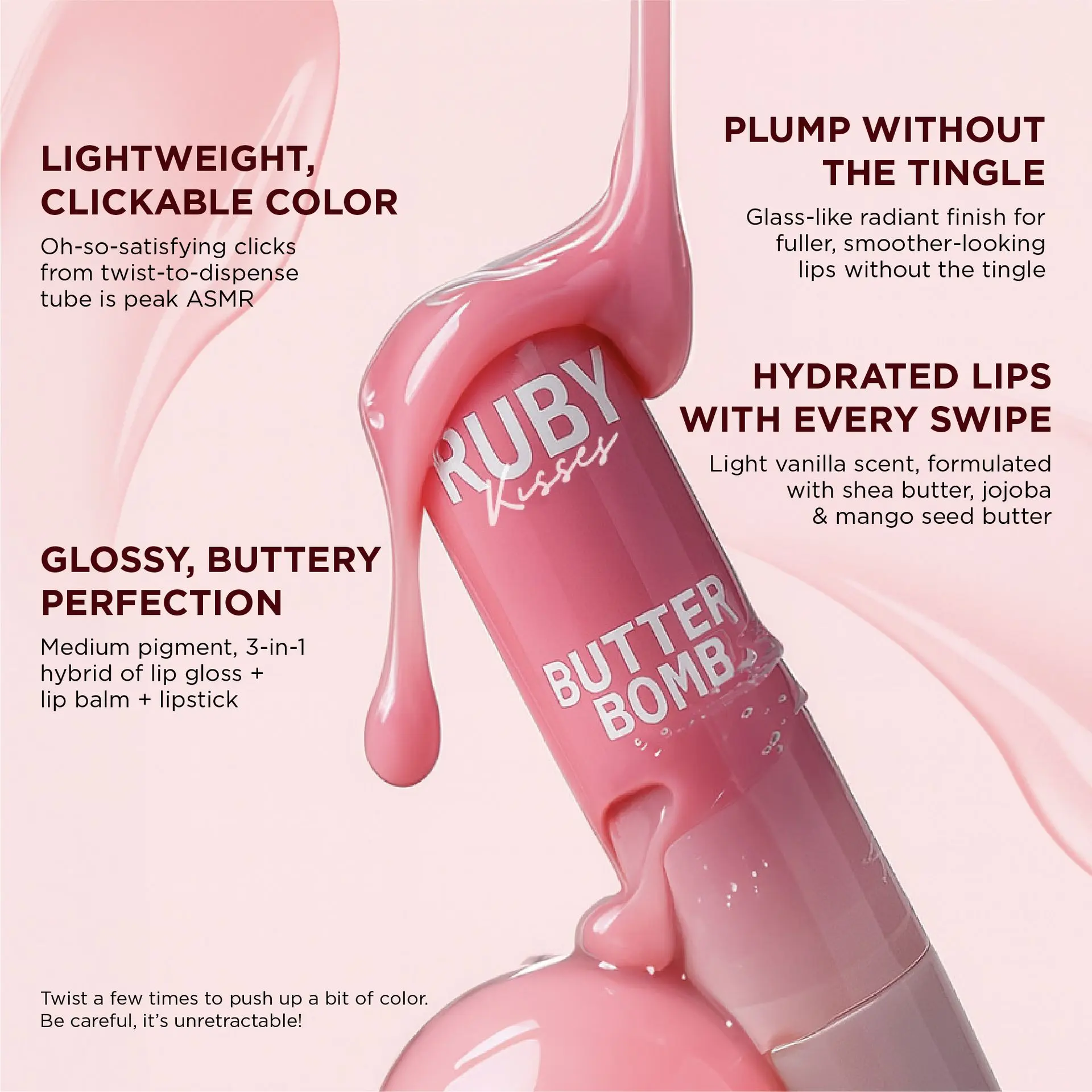 Ruby Kisses Butter Bomb Lip Balm – High Shine Tinted Gloss & Hydrating Lipstick With Shea Butter - Image 31