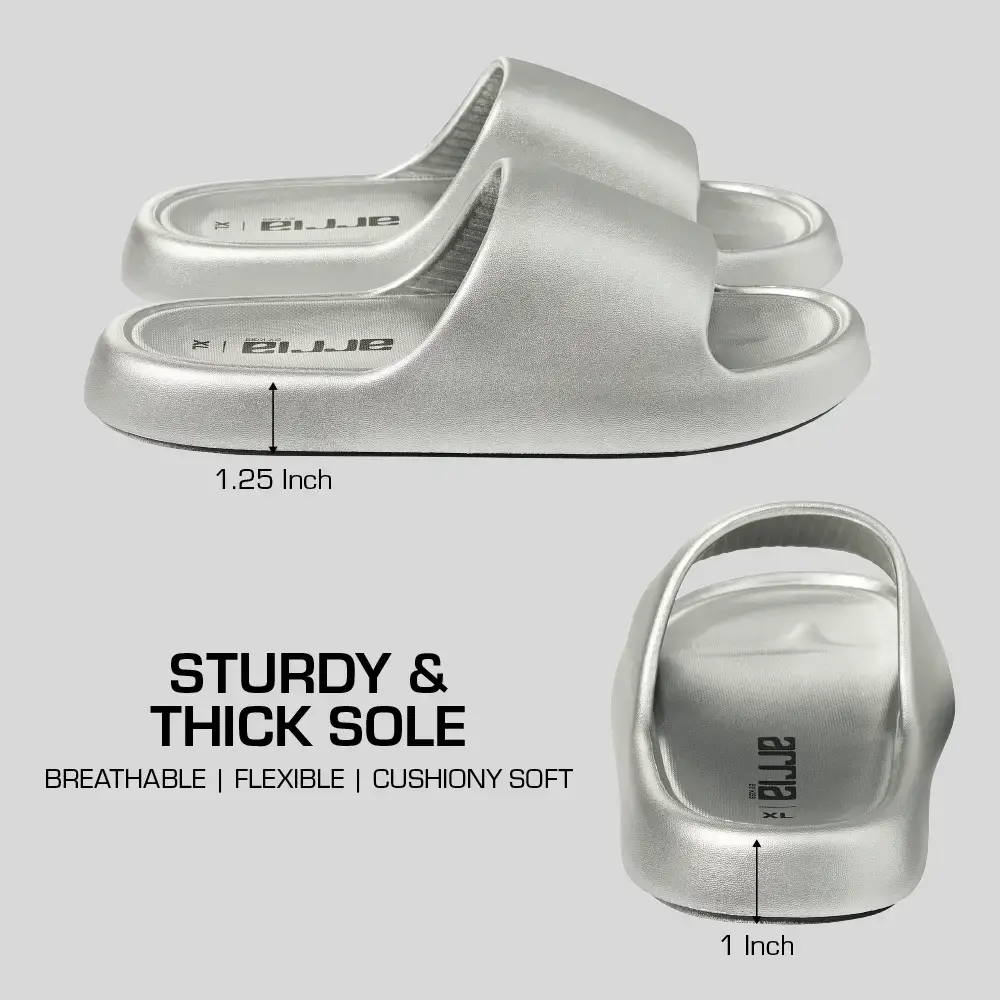 Arria Chrome Cloud Slipper – Lightweight Cushioned Slides, Anti-Slip, Indoor & Outdoor - Image 34