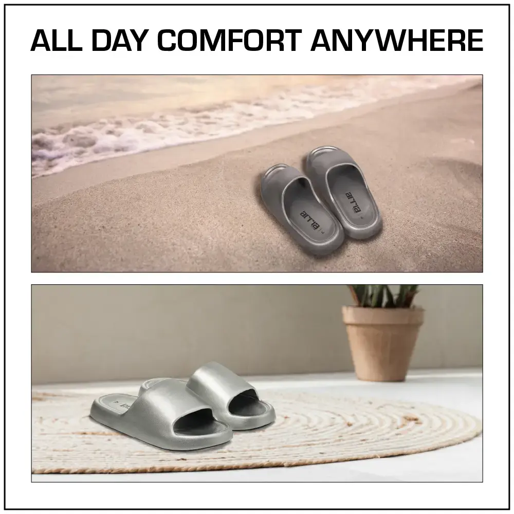 Arria Chrome Cloud Slipper – Lightweight Cushioned Slides, Anti-Slip, Indoor & Outdoor - Image 44