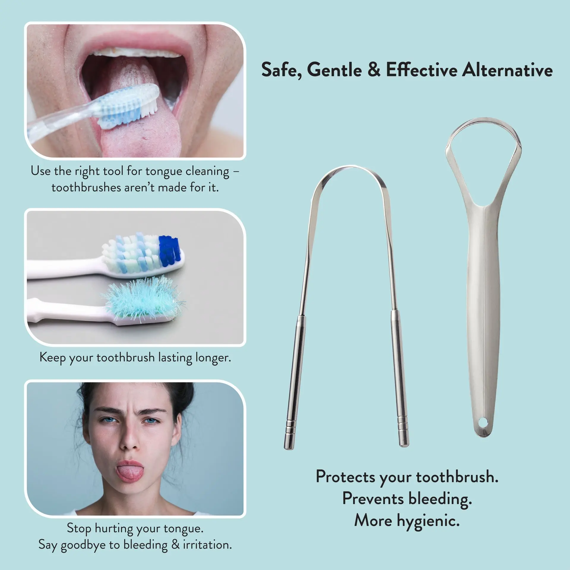 éclat Stainless Steel Tongue Scraper for Adults with Travel Case - Image 7