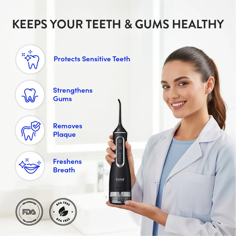 éclat Cordless Water Dental Flosser Teeth Pick – Portable Oral Irrigator for Teeth, Gums & Braces - Image 36