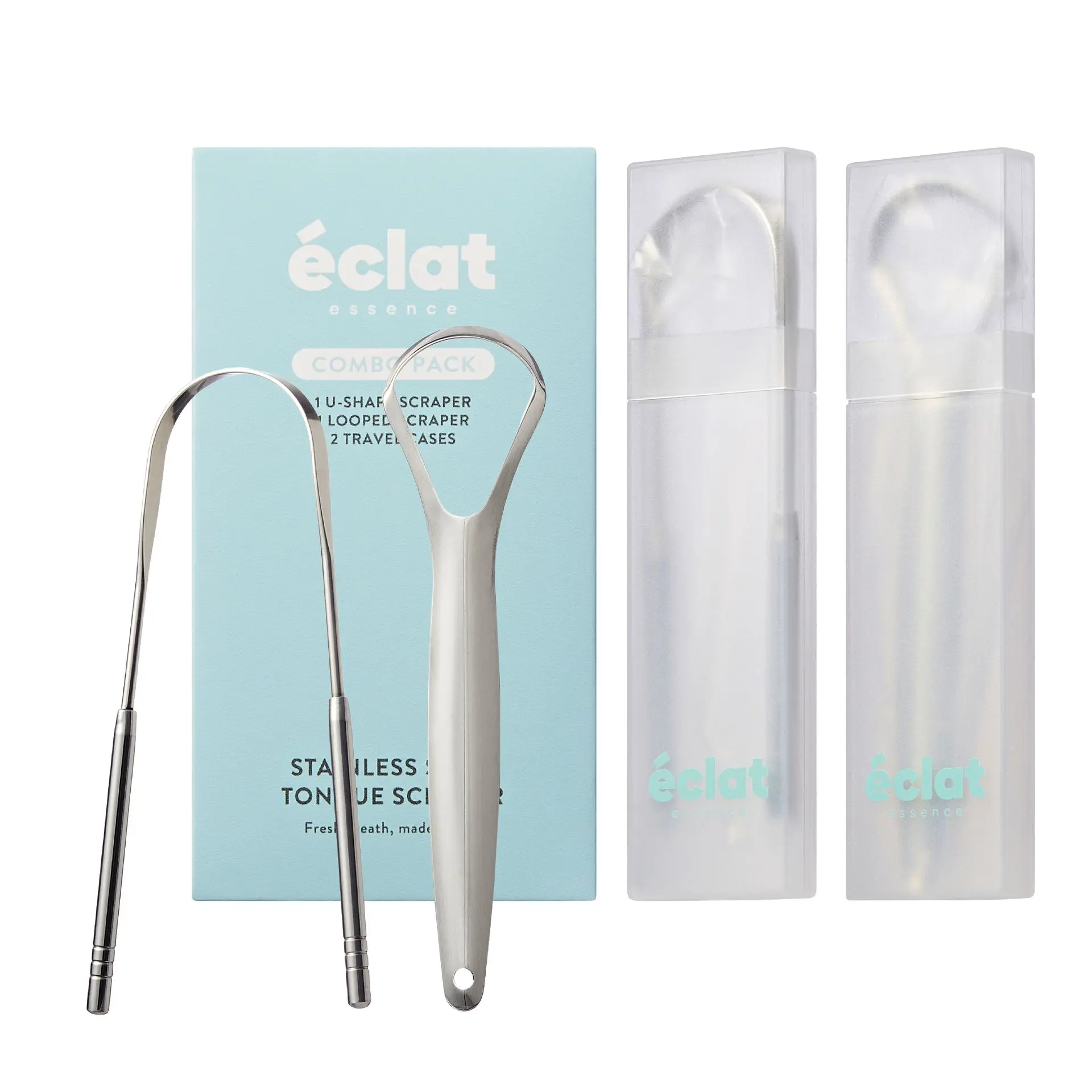 éclat Stainless Steel Tongue Scraper for Adults with Travel Case - Image 32