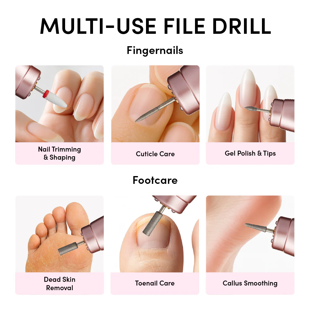 éclat Cordless Electric Nail File – Professional E-File for Acrylic, Gel & Dip Powder with Charging Base & LED Light - Image 10
