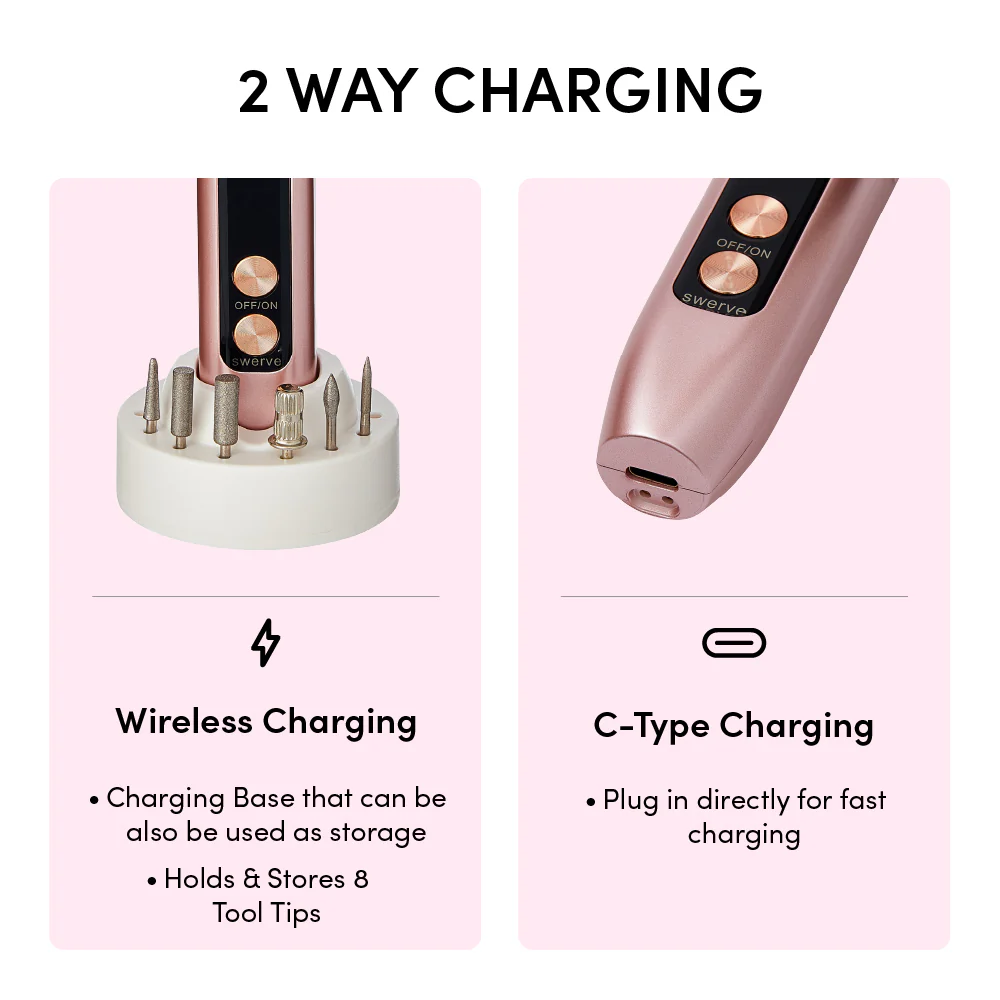éclat Cordless Electric Nail File – Professional E-File for Acrylic, Gel & Dip Powder with Charging Base & LED Light - Image 9