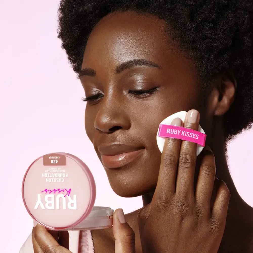 Ruby Kisses Cushion Foundation Compact - Full Coverage with Skincare Benefits, Suitable for Light to Dark Shades - Image 125