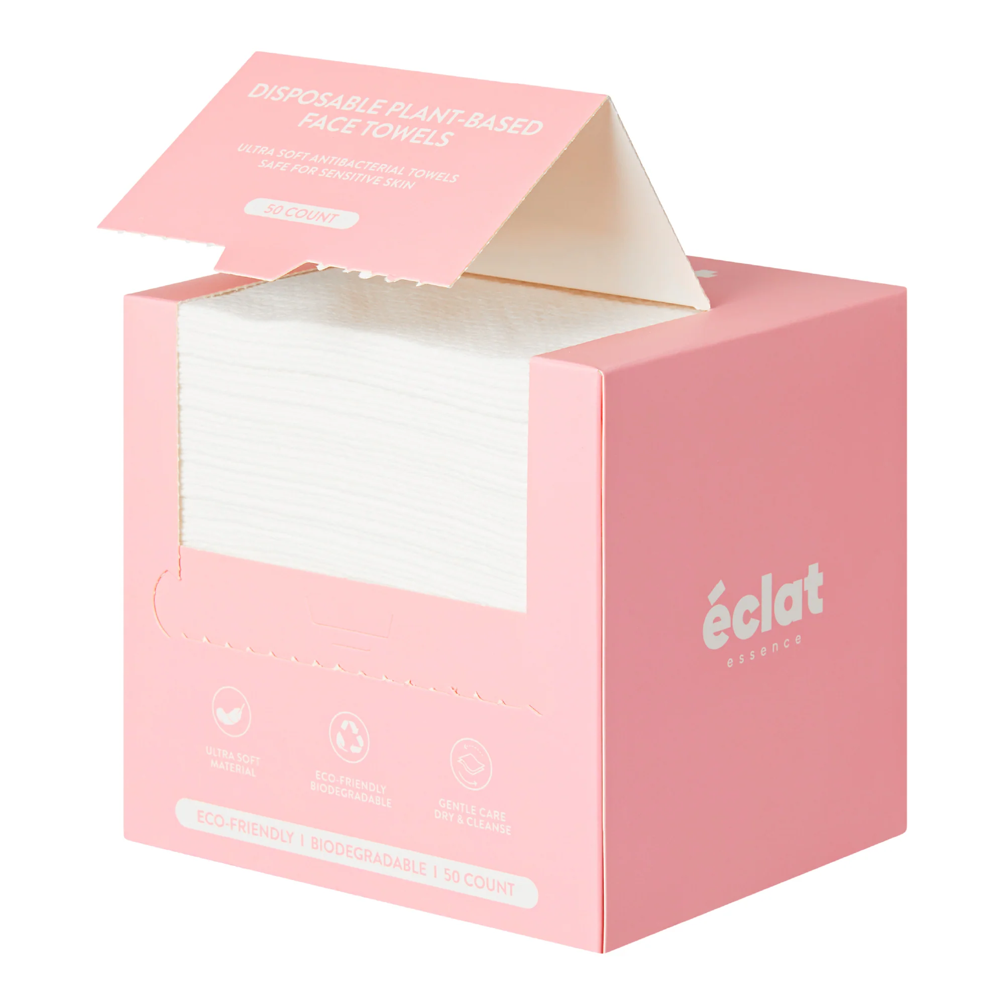 éclat Dual-Sided Plant-Based Face Towels - Ultra Soft & Disposable - Large Value Pack (50 Count)