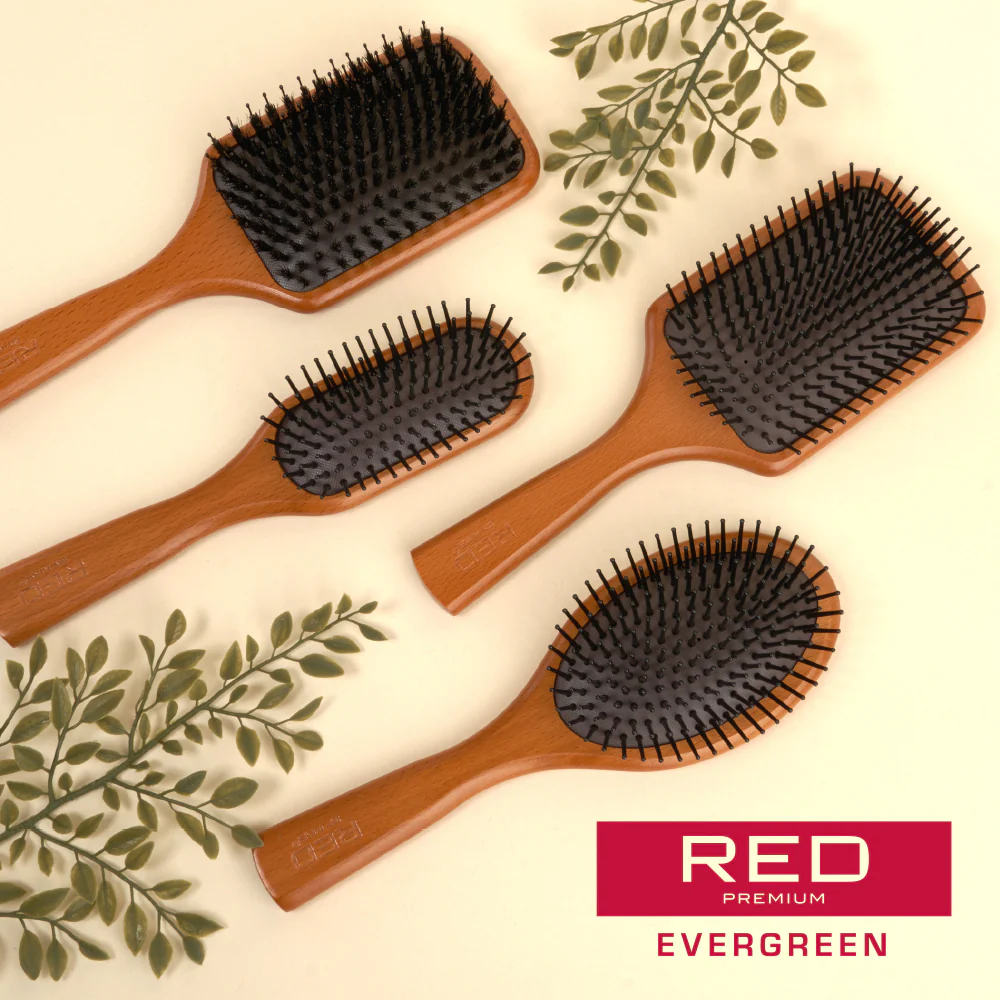 RED by KISS Evergreen Wooden Square Boar Paddle Hair Brush - Image 6