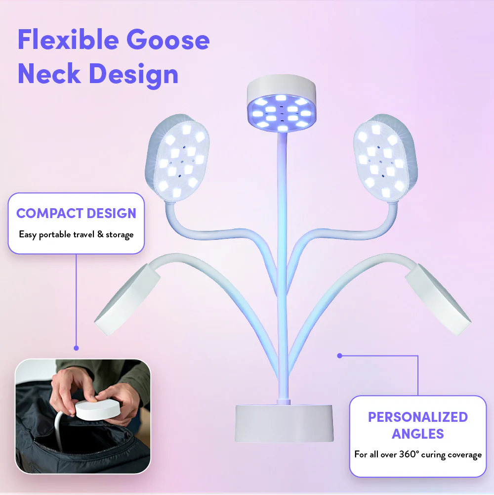 éclat Flash Cure Lamp for Gel Nail Polish – 36W Rechargeable LED Mini UV Light with Gooseneck - Image 11
