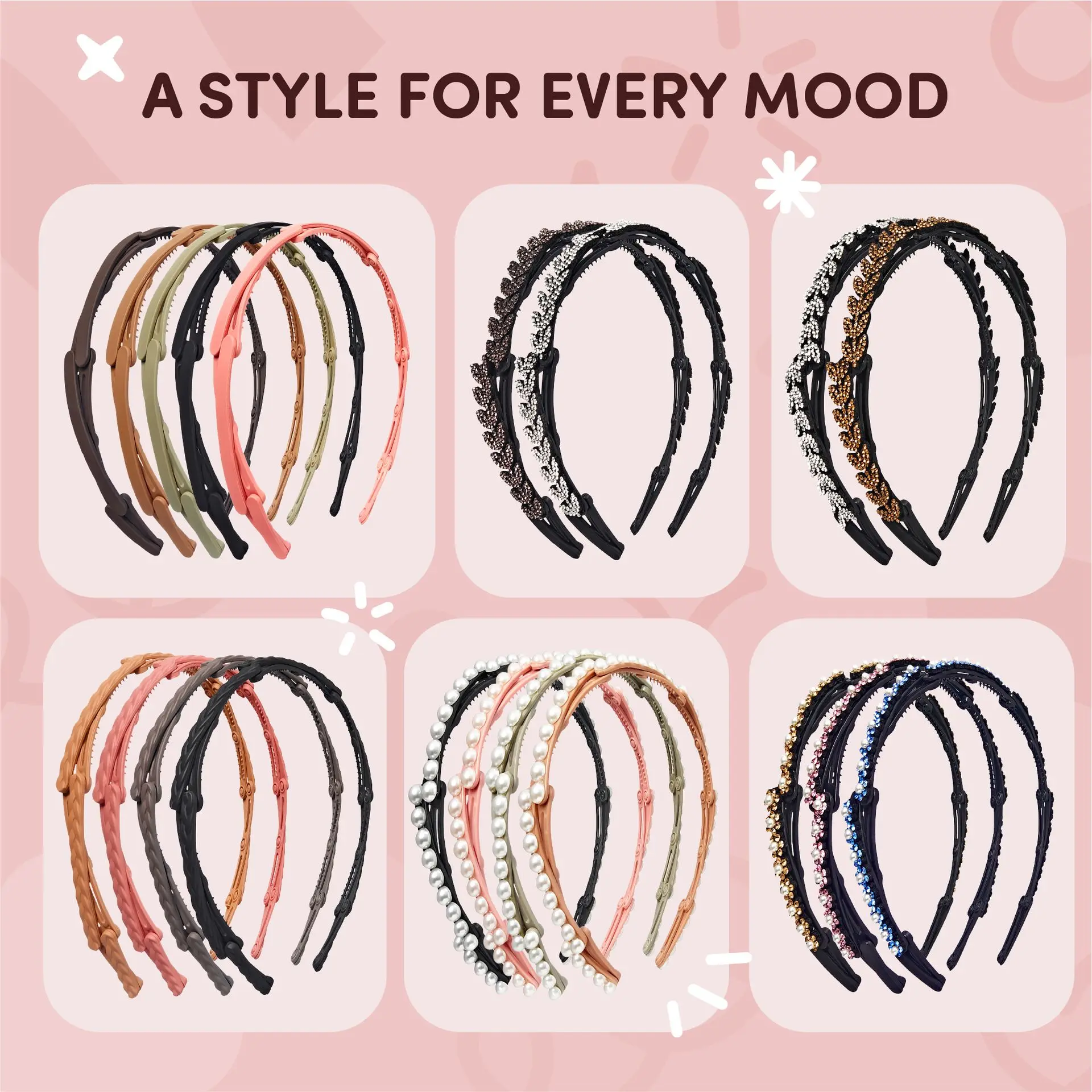 éclat Foldable Headband Set - Lightweight, Adjustable Hair Bands for Daily Styling - Image 15