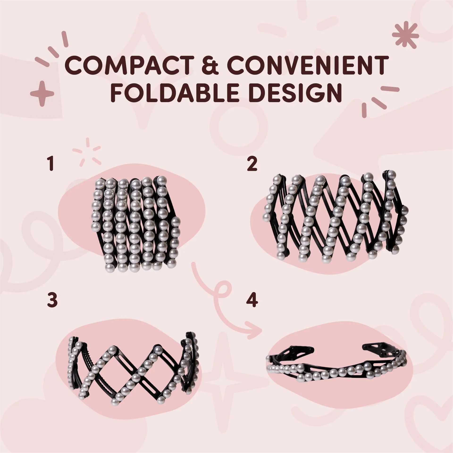 éclat Foldable Headband Set - Lightweight, Adjustable Hair Bands for Daily Styling - Image 50