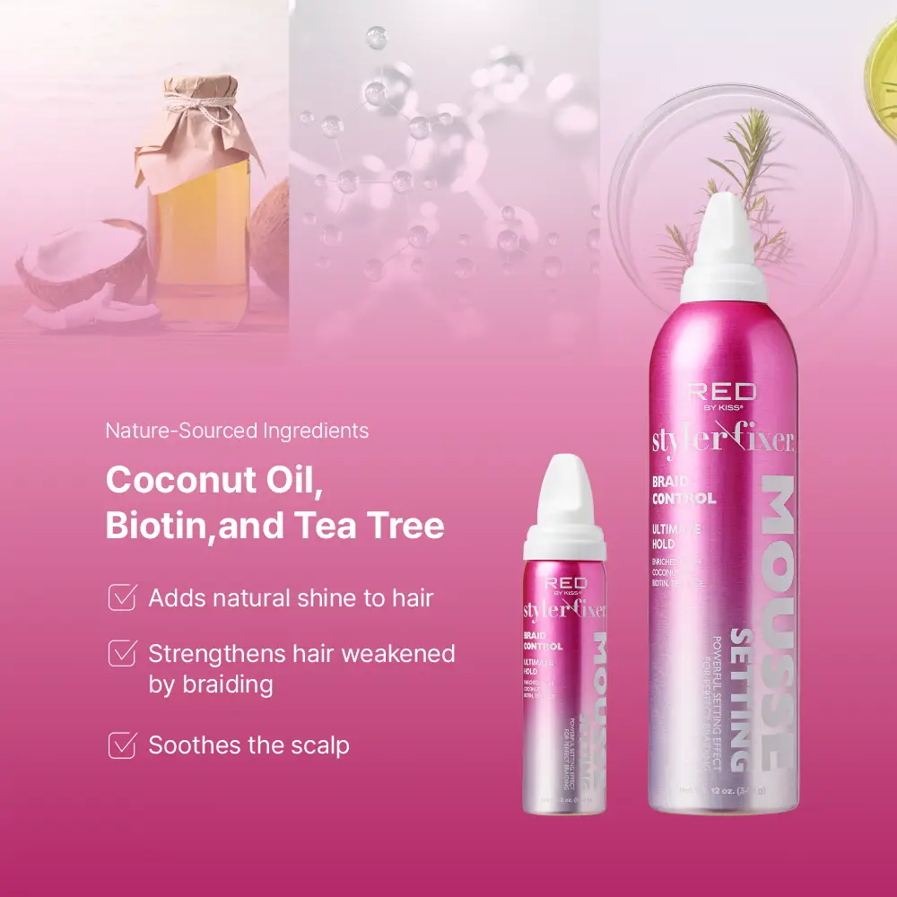 RED by KISS Frizz Control Setting Mousse For Braid And Curls - Image 4