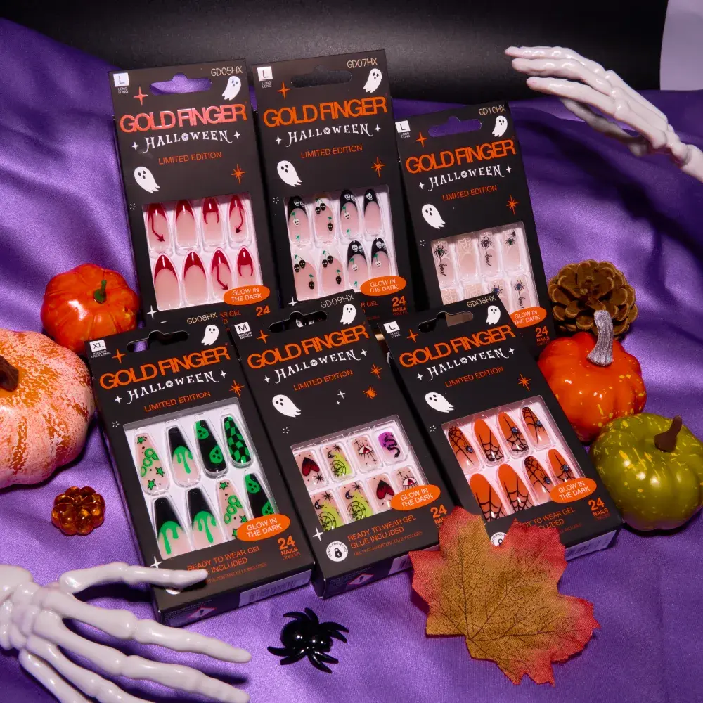 Gold Finger Glow In The Dark Halloween Glue-On Nails - Image 37