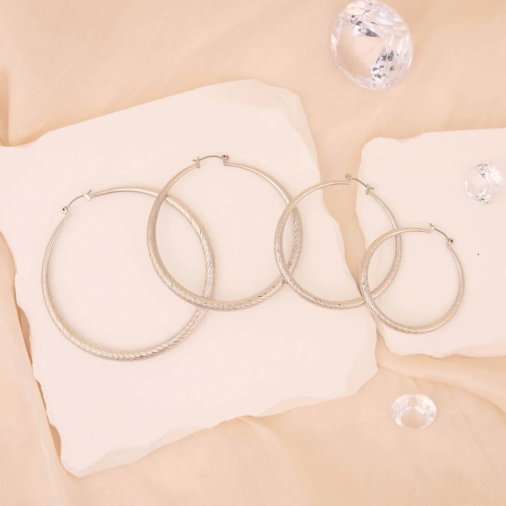 RED by KISS Gold / Silver Plated Hollow Diamond Cut Hoop Earrings - Image 43