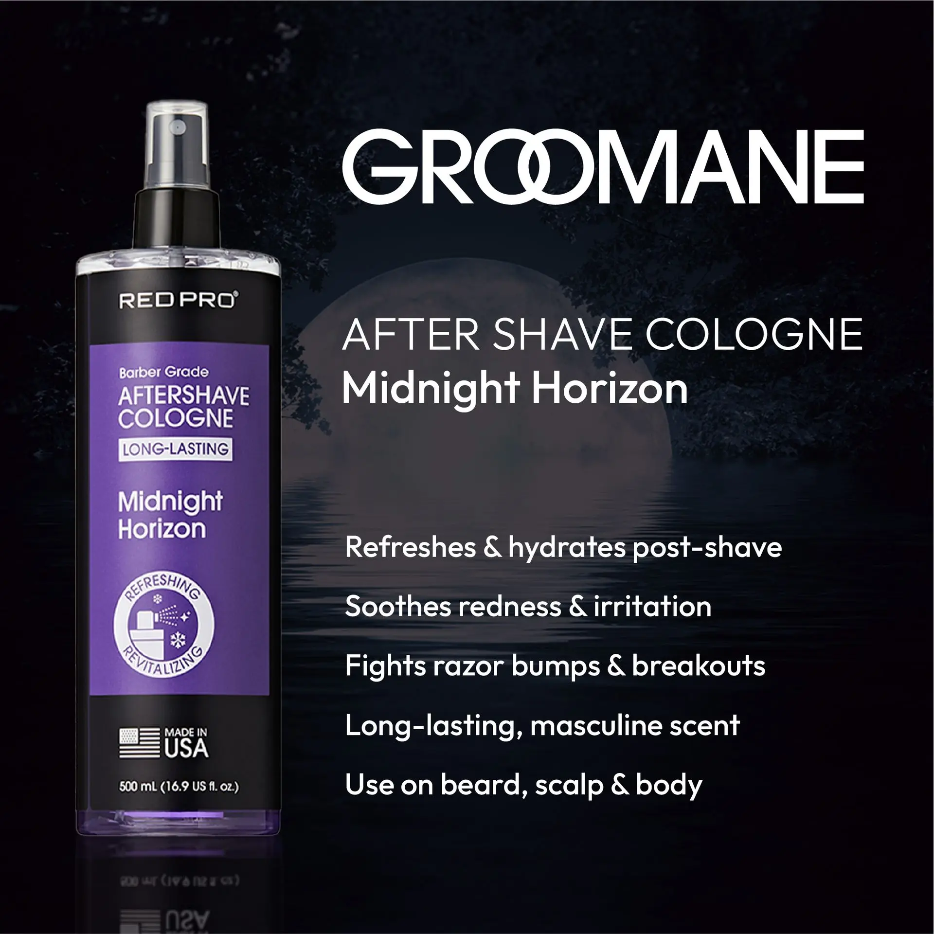 Red PRO Groomane Cooling Aftershave Cologne for Men - Image 42