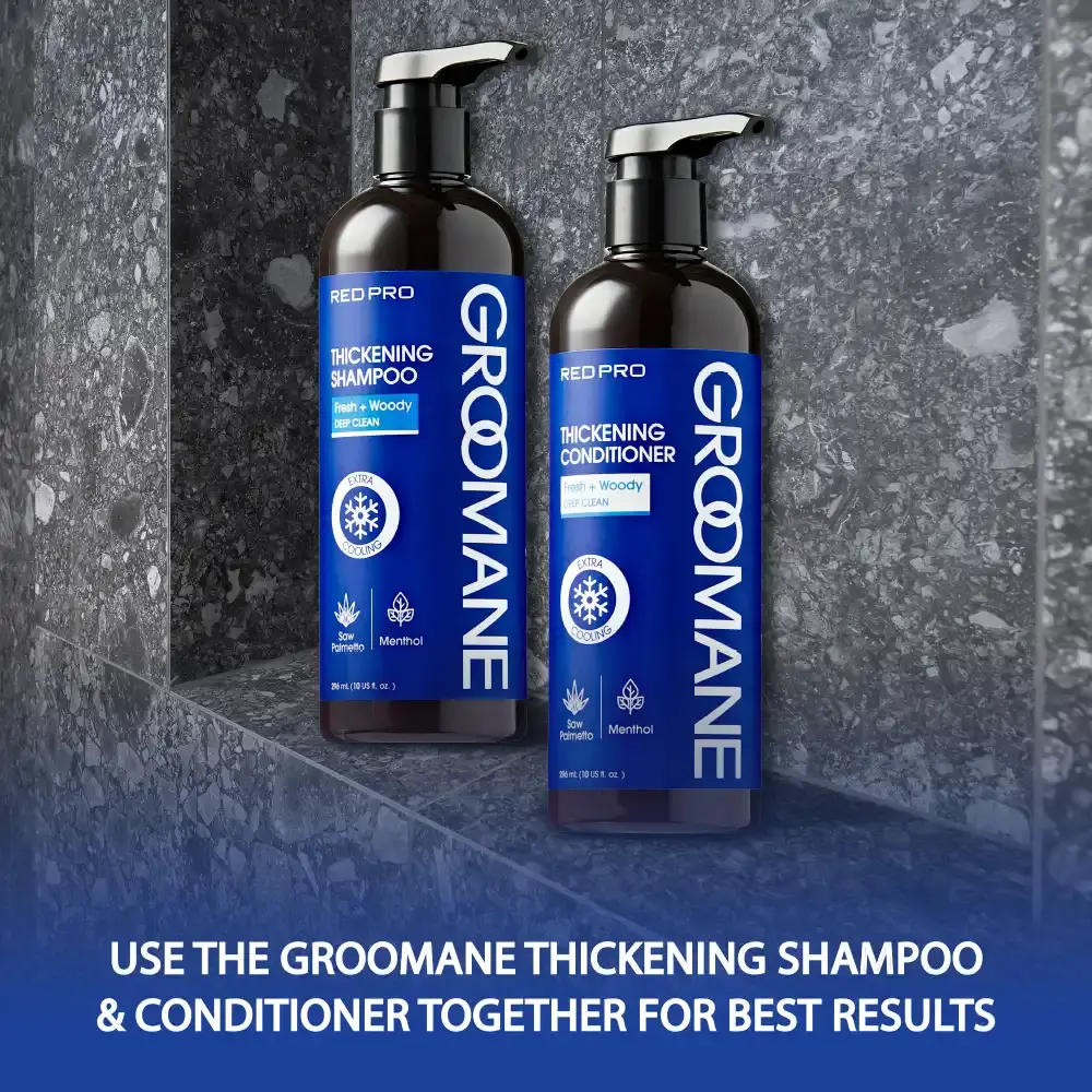 Red PRO Groomane Men’s Biotin Shampoo – Clarifying Anti-Dandruff & Hair Loss Care with Caffeine & Menthol - Image 6