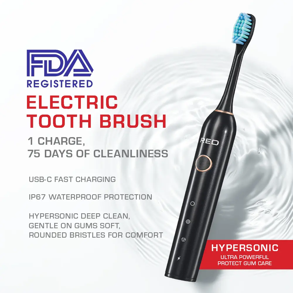 RED by KISS Hypersonic Sonic Electric Toothbrush – Waterproof Design with 75-Day Battery Life - Image 21