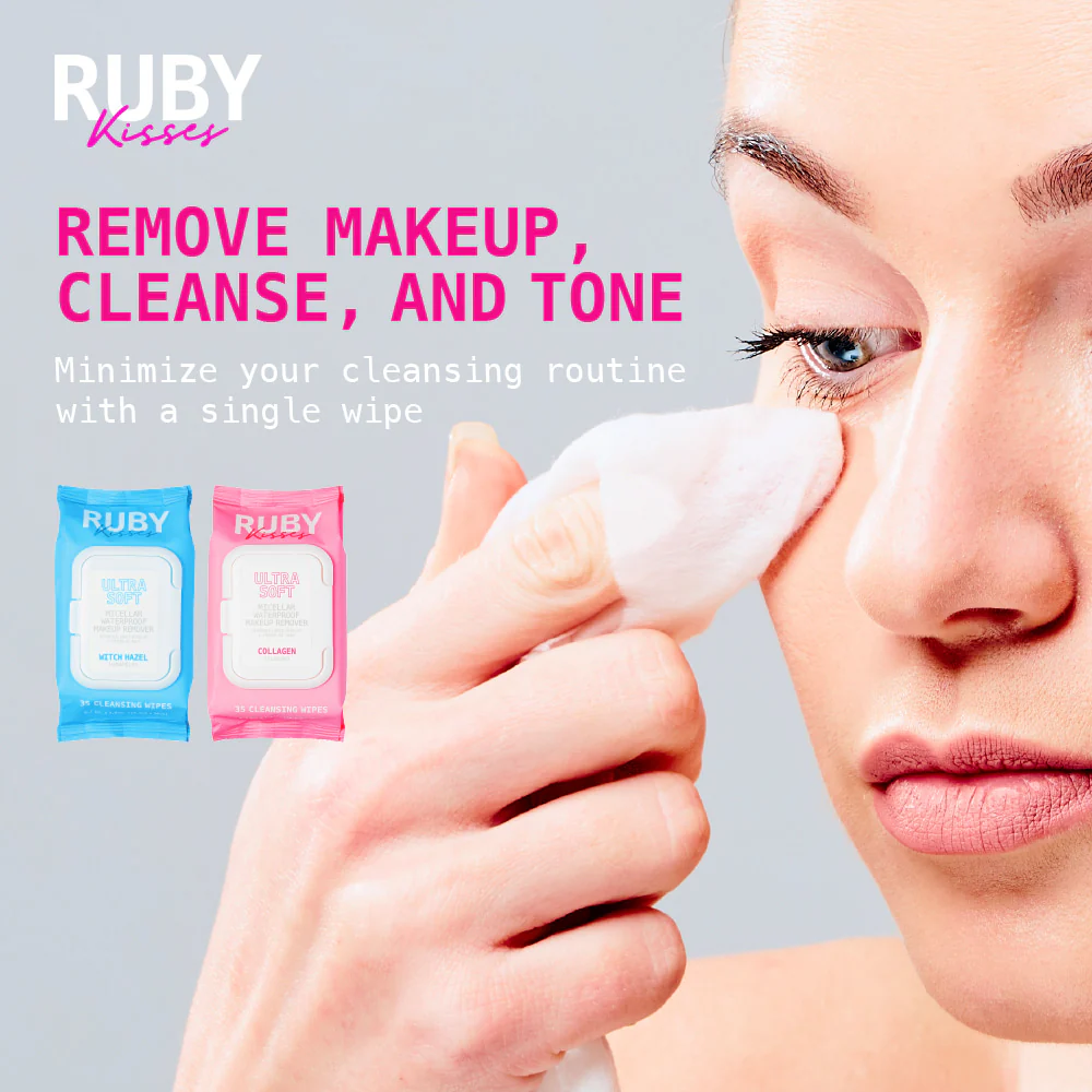 Ruby Kisses Micellar Waterproof Makeup Removing Wipes - Collagen - Image 3