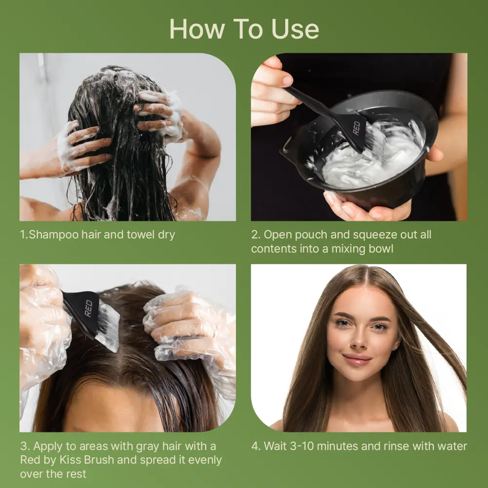 RED by KISS Natural Herbal Color Change Shampoo - Permanent Hair Dye with Herbal Extracts, 100% Gray Coverage in 7-10 Minutes - Image 35