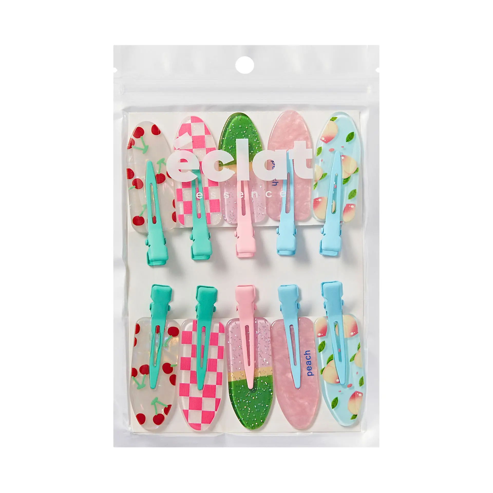 éclat No Crease Hair Clips - Stylish Patterned Flat Makeup Clips with Golden Handle - Image 12