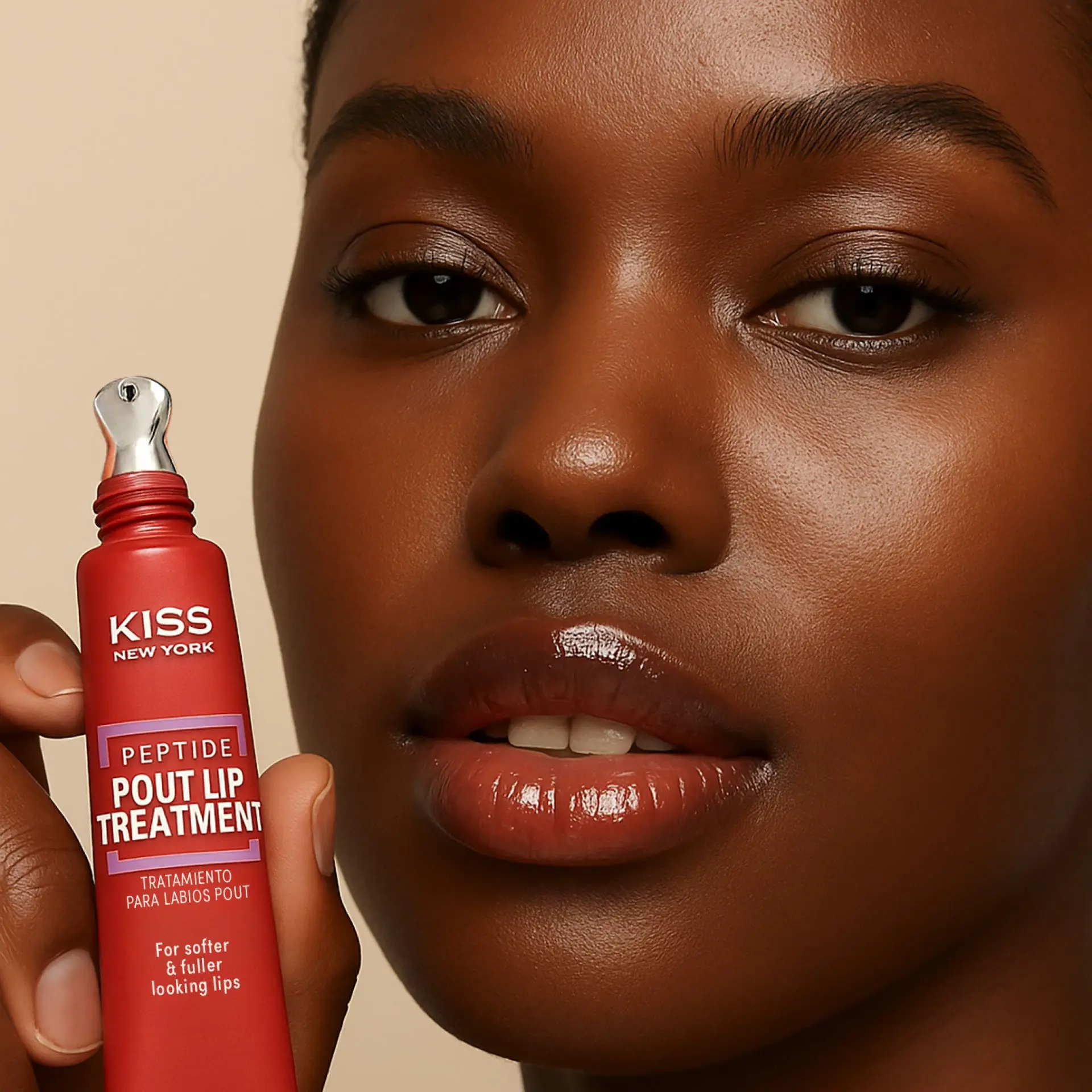KISS NEW YORK Peptide Pout Lip Treatment β Hydrating Gloss with Cooling Metal Tip - Image 78