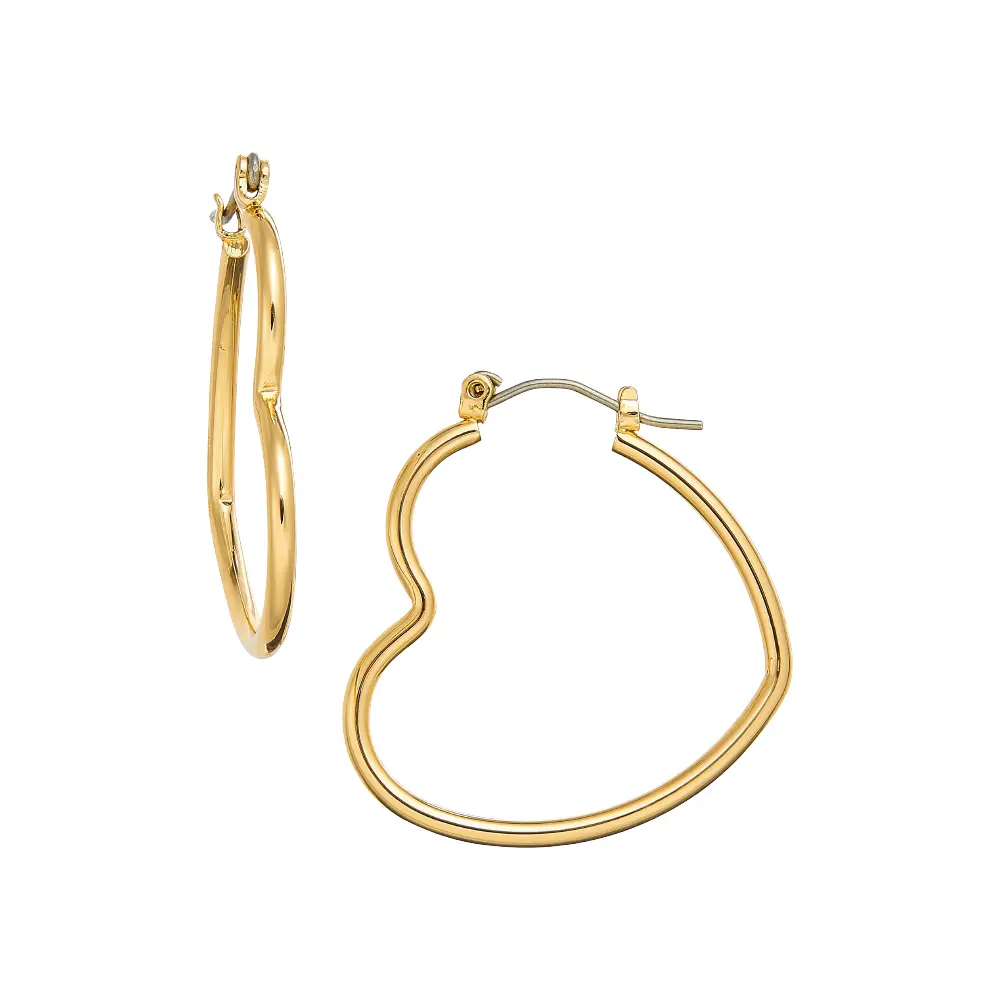 Arria Pincatch Heart Hoop Earrings in Gold Tone – 28mm