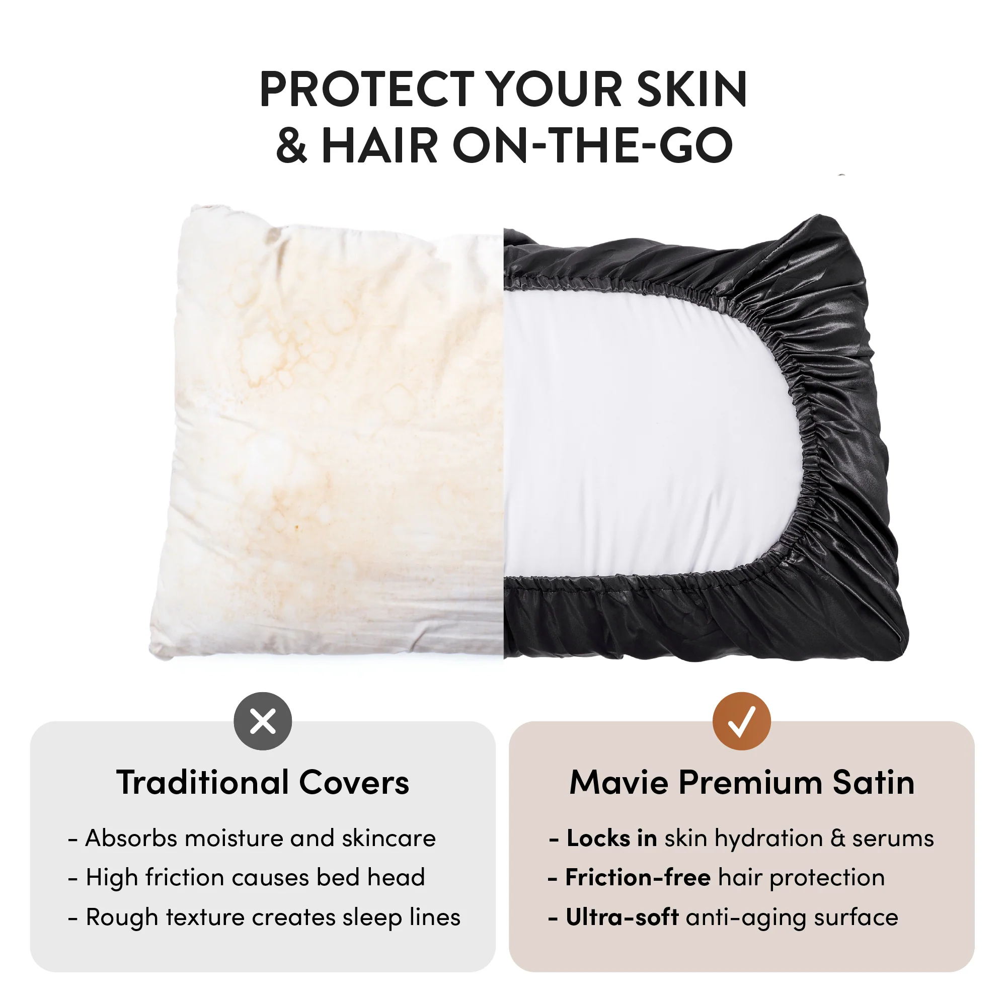 Mavié Premium Satin Pillowcase for Hair & Skin – Slip-Free Secure Fit Travel Pillow Cover, Cooling & Anti-Frizz Beauty Sleep - Image 50