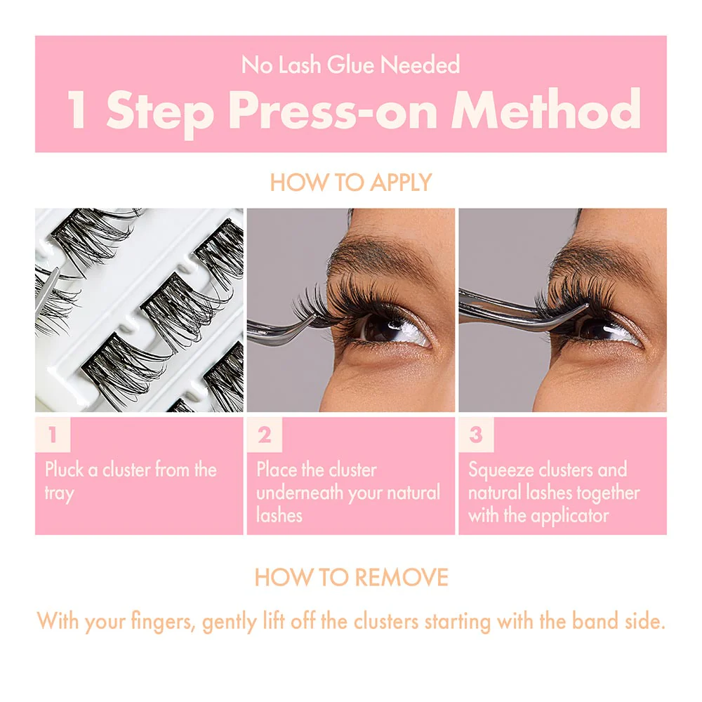 i-ENVY Press & Go All-In-One Lash Kit - Self-Adhesive, No Glue False Eyelash Clusters, 1-Step Press-On Application, Damage-Free & No Residue - Image 17
