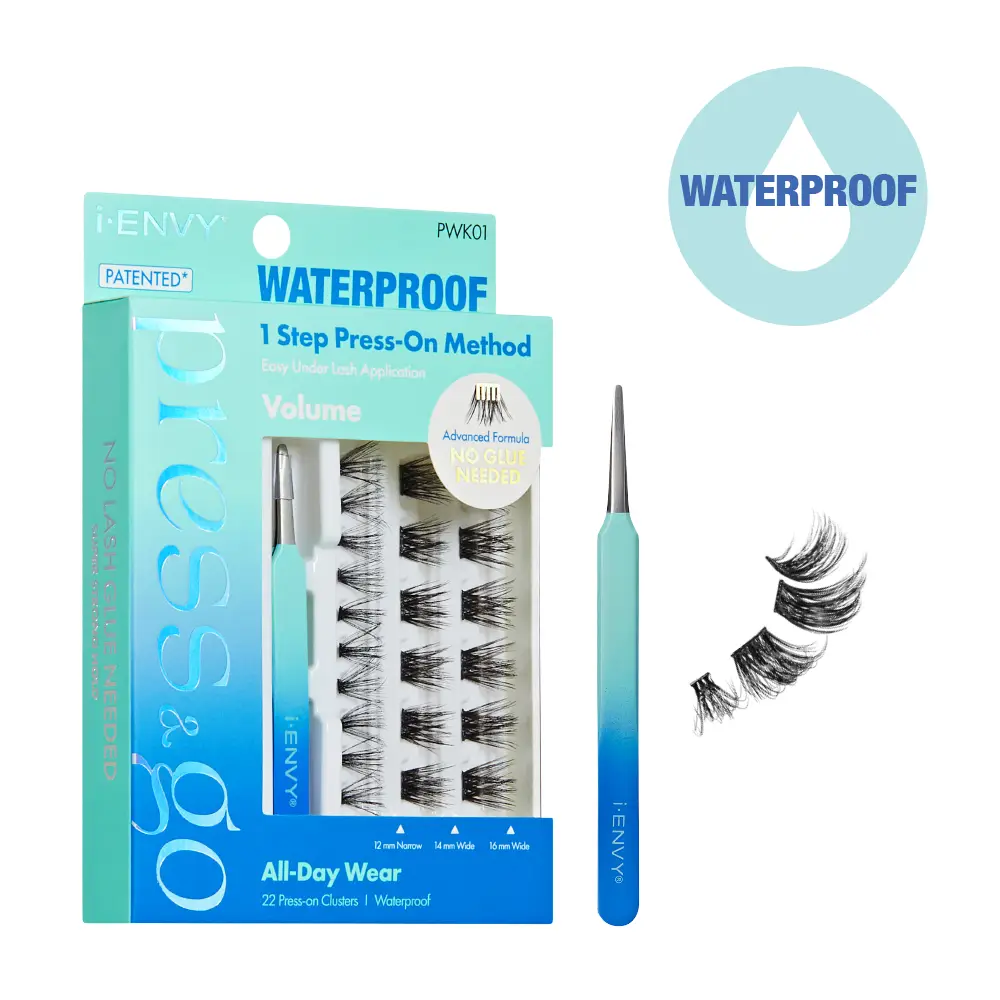 I-ENVY Press & Go Waterproof No Glue Cluster Lash & Applicator Kit - Self-Adhesive, Reusable Eyelashes