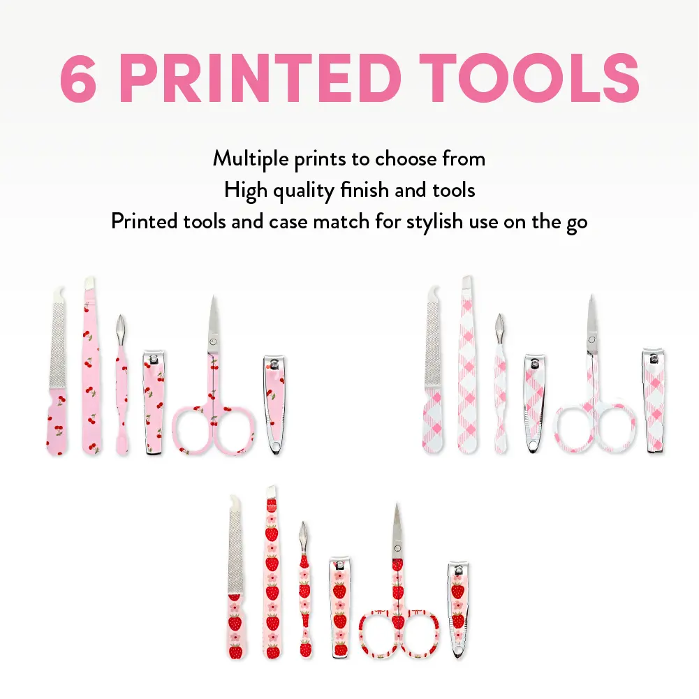 éclat Printed All-in-One Manicure & Pedicure Grooming Kit with Travel Case (6 pcs) - Image 12