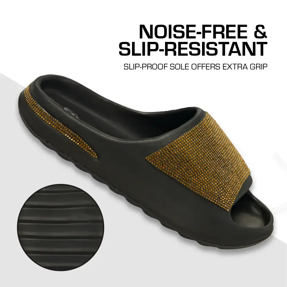 Arria Rhinestone Glitter Cloud Slippers – Open Toe Slides for Women & Men - Image 35
