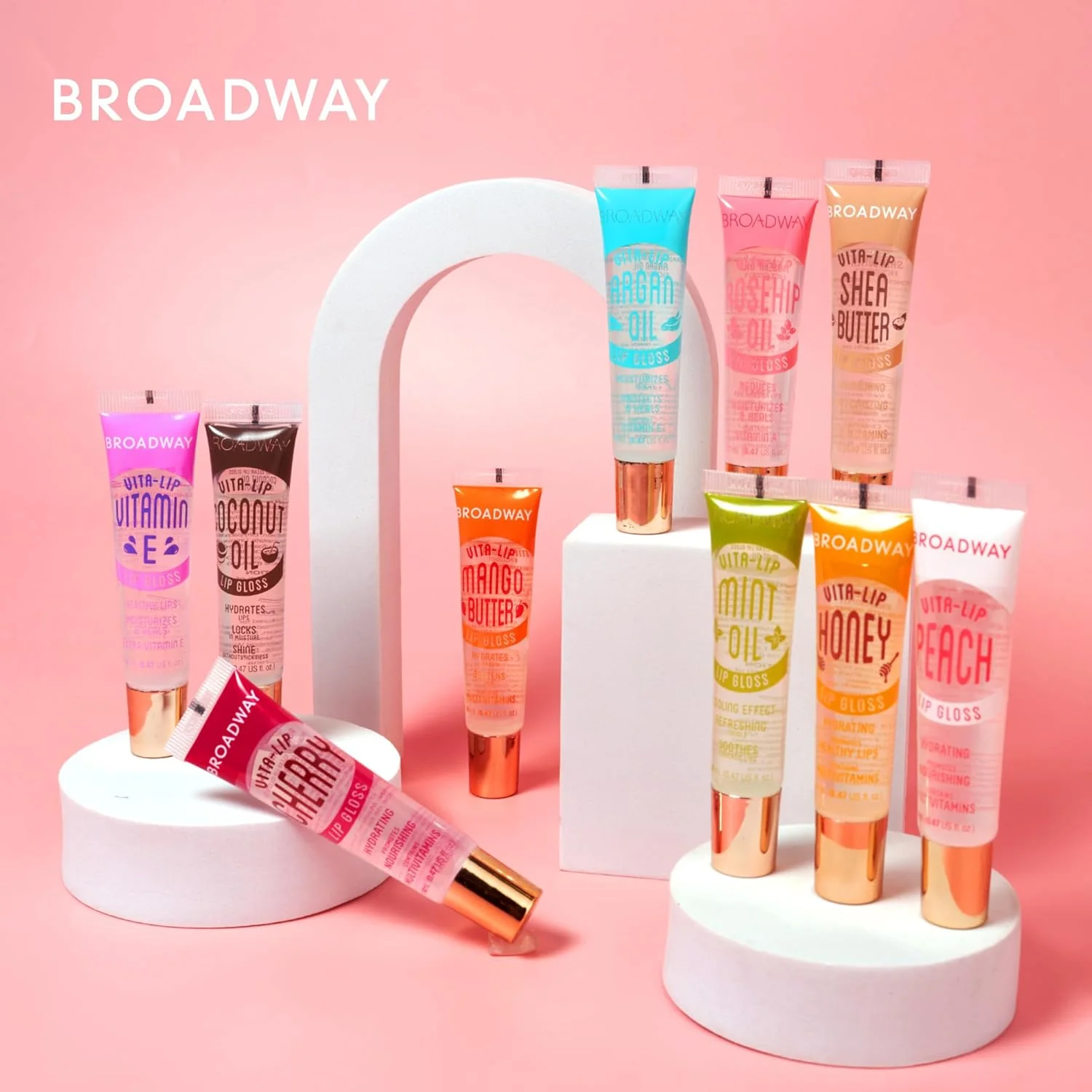 Ruby Kisses Broadway Vita-Lip Clear Lip Gloss, Ultra-Hydrating & Soothing Formula with Vitamins, High-Shine Non-Sticky Finish Lip Balm with Mint, Rosehip, Coconut, Mango, Argan, Honey, Shea (10 Pack) - Image 11