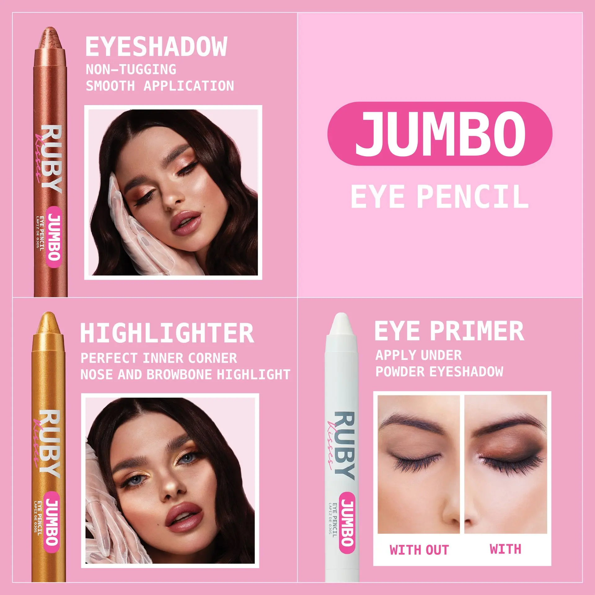 Ruby Kisses Jumbo Eye Pencil with Sharpener – Smooth, Multi-Purpose Eye Makeup Stick - Image 20