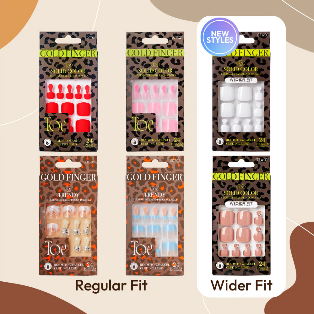 Gold Finger Solid Color Wide Fit Toenails Glue Included - Image 4