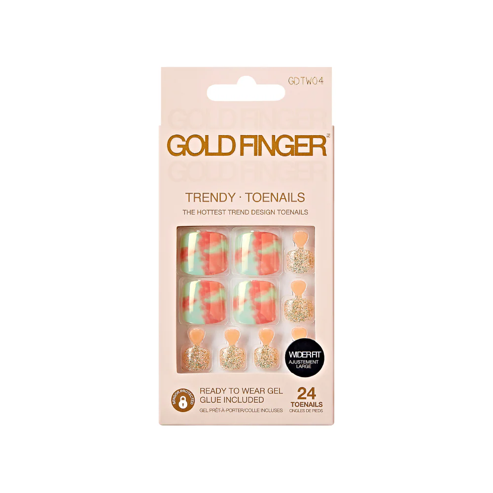 Gold Finger Trendy Wider Fit Toenails - Festive