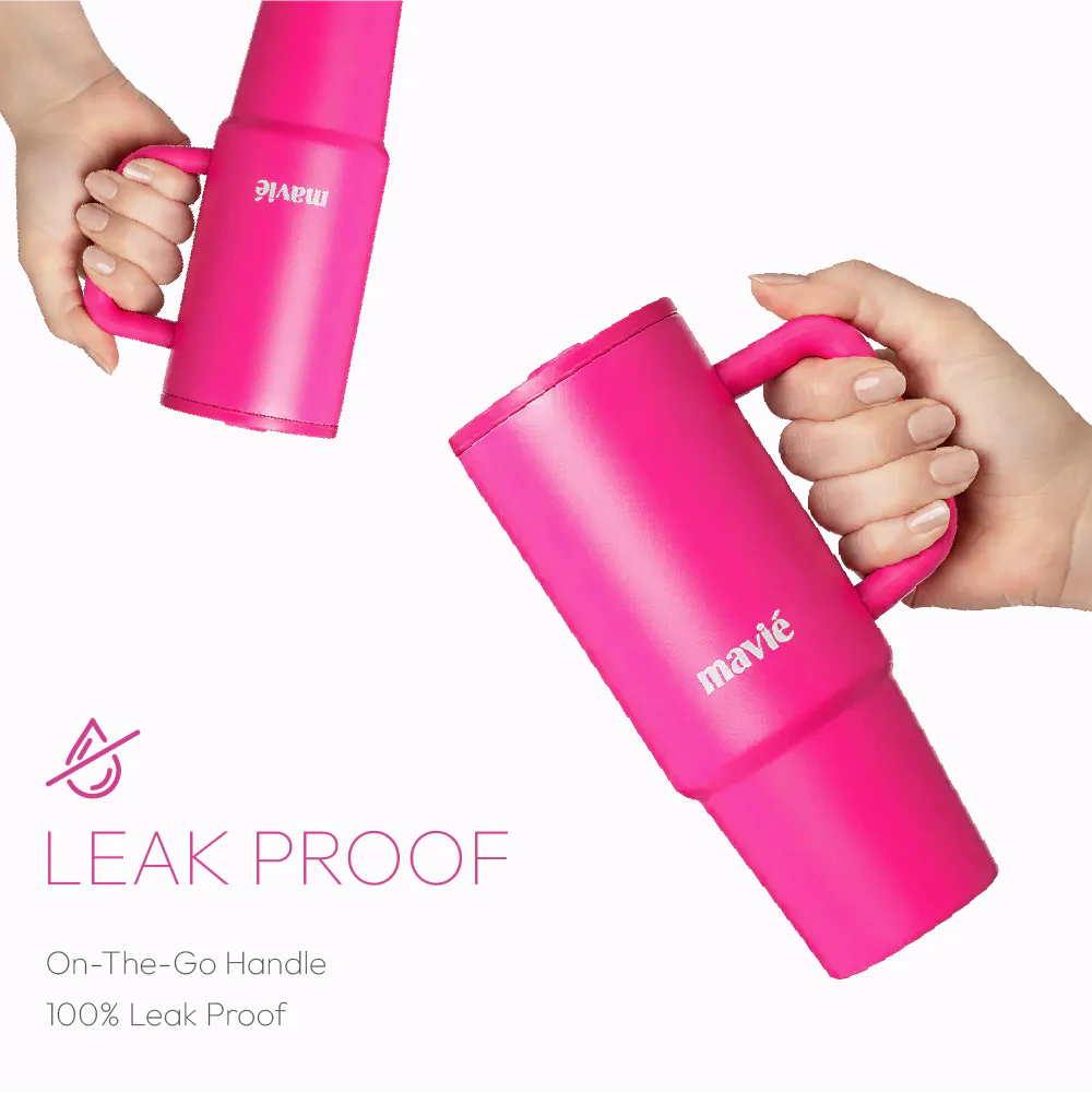 MAVIE Tumbler with Handle & Built-in Flip Straw - Double Insulated Stainless Steel Water Bottle & Travel Coffee Mug (30oz & 40oz) - Image 5