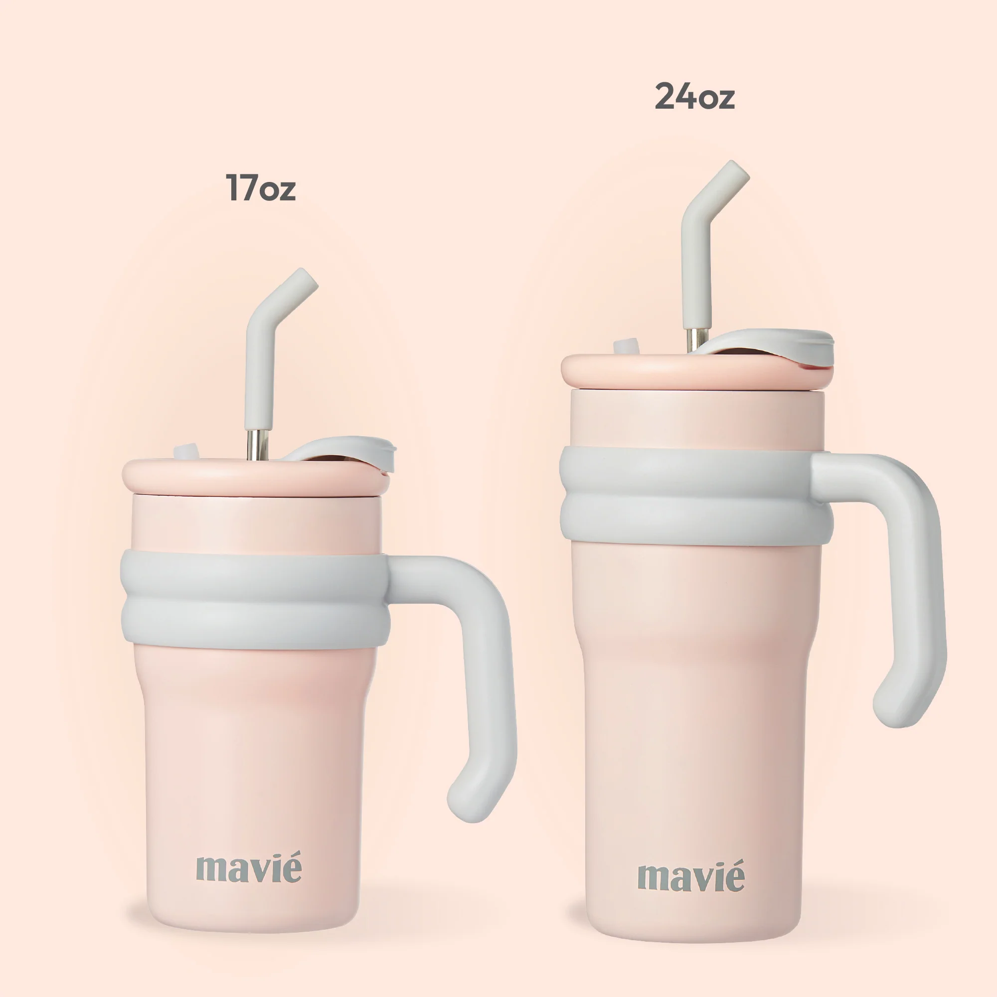 MAVIE Tumbler with Handle & Metal Straw + Silicone Tip - 17oz & 24oz - Image 10