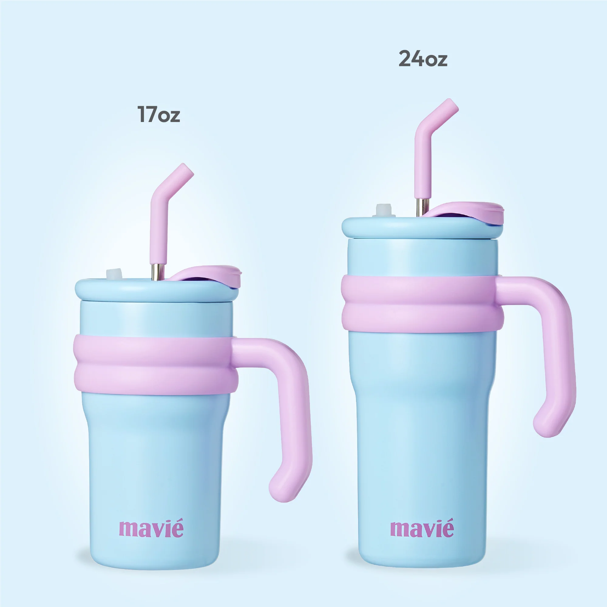 MAVIE Tumbler with Handle & Metal Straw + Silicone Tip - 17oz & 24oz - Image 30