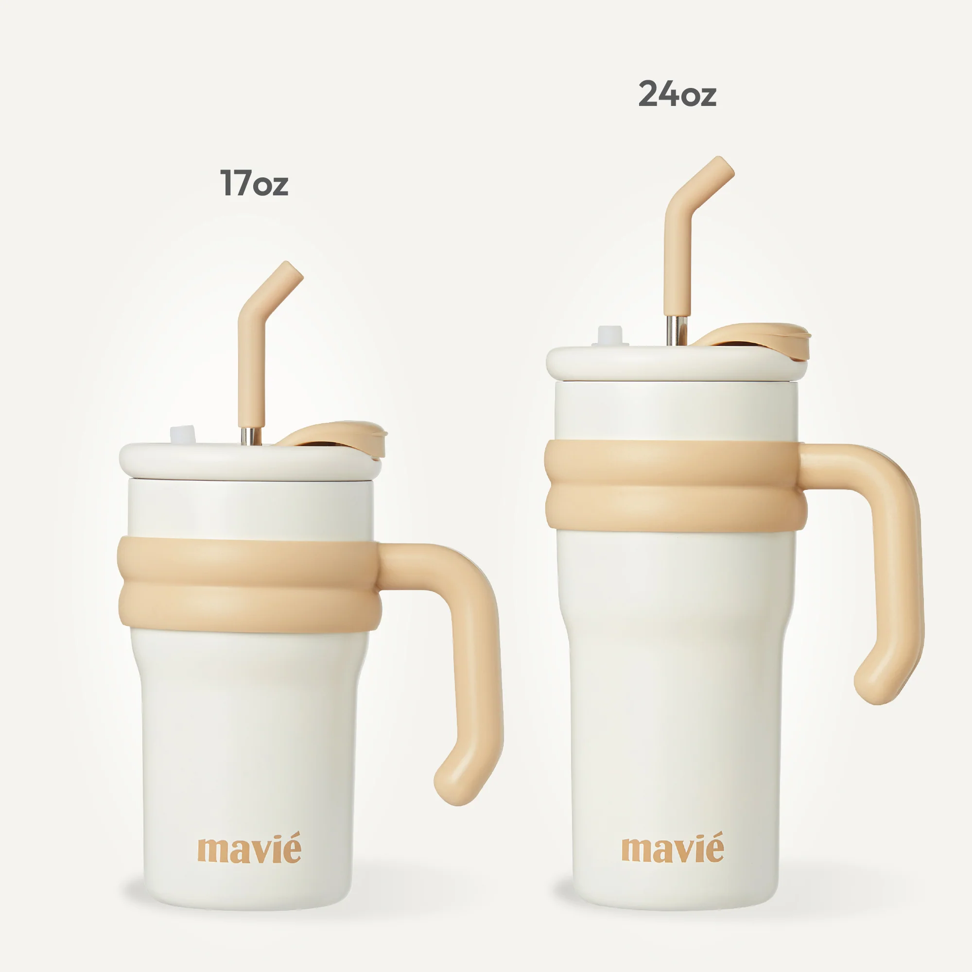 MAVIE Tumbler with Handle & Metal Straw + Silicone Tip - 17oz & 24oz - Image 5